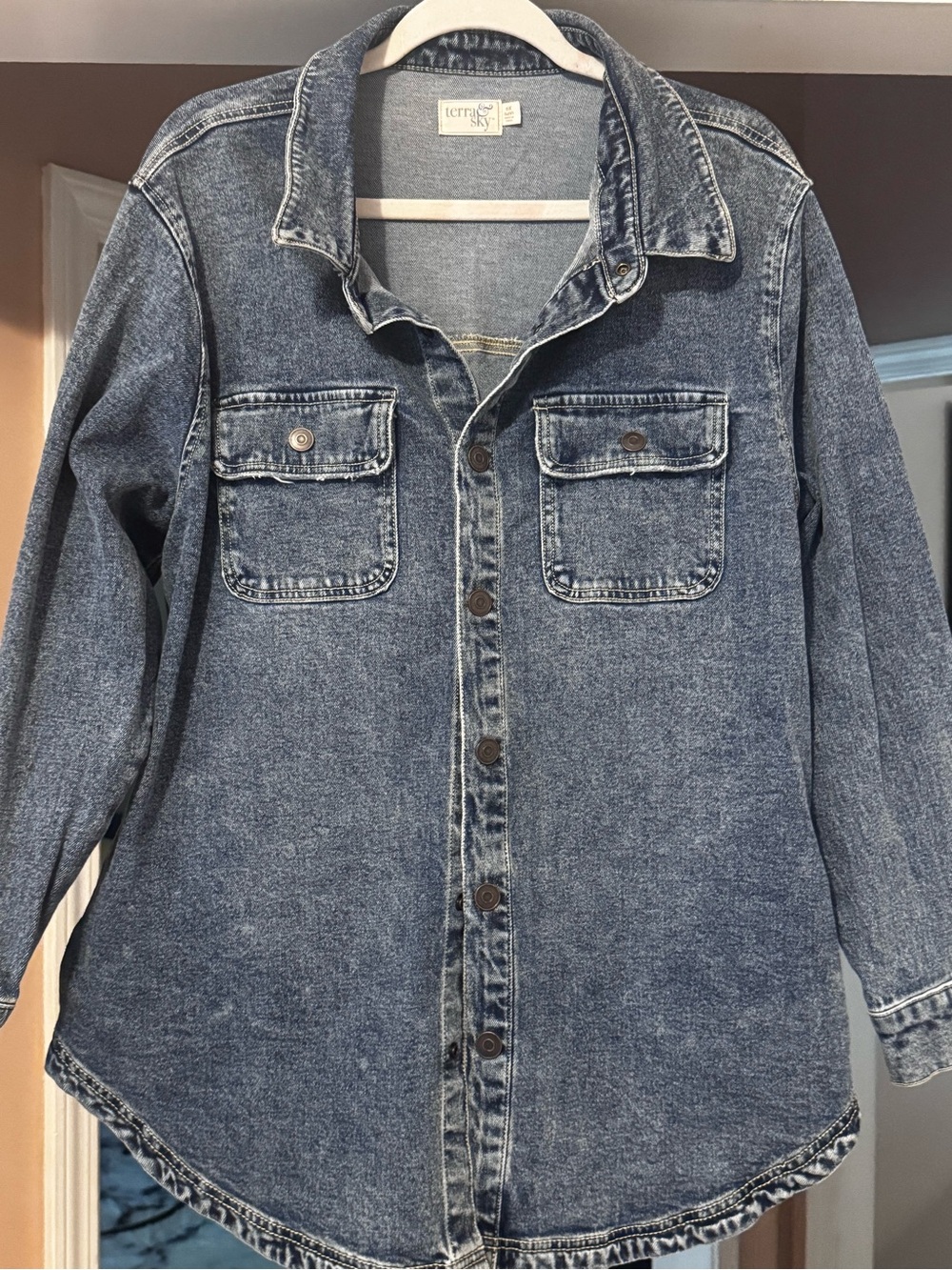 Terra & Sky 0X 14W Acid Wash Denim Snap Front Jacket